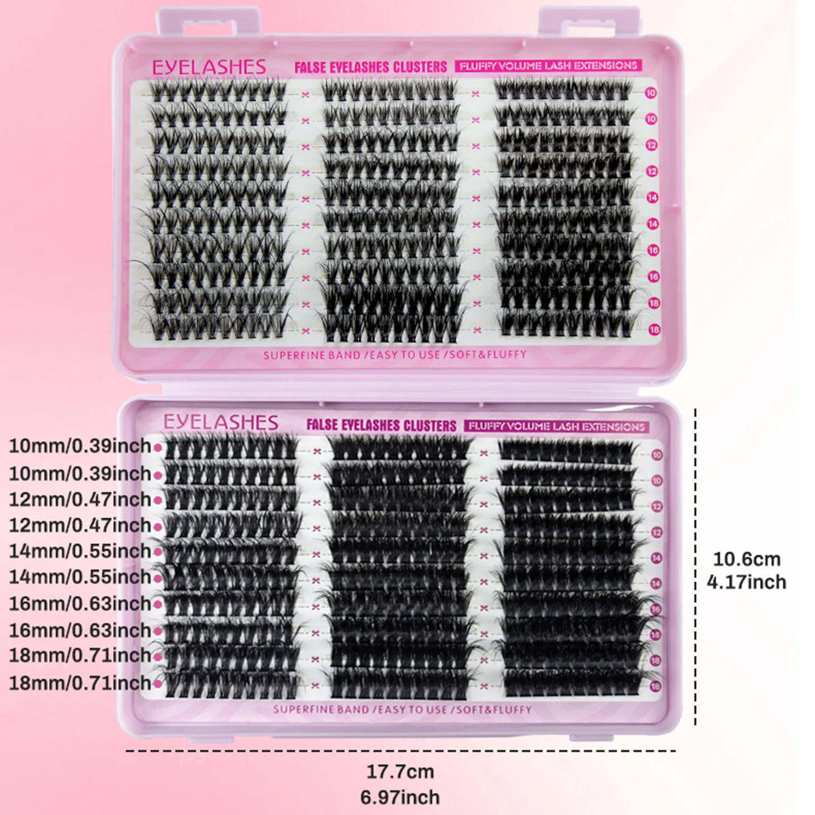 Kit de pestañas postizas individuales esponjosas, 30D/40D/50D, pestañas tenues europeas mixtas, libro de pestañas, herramienta de maquillaje de extensión de racimo