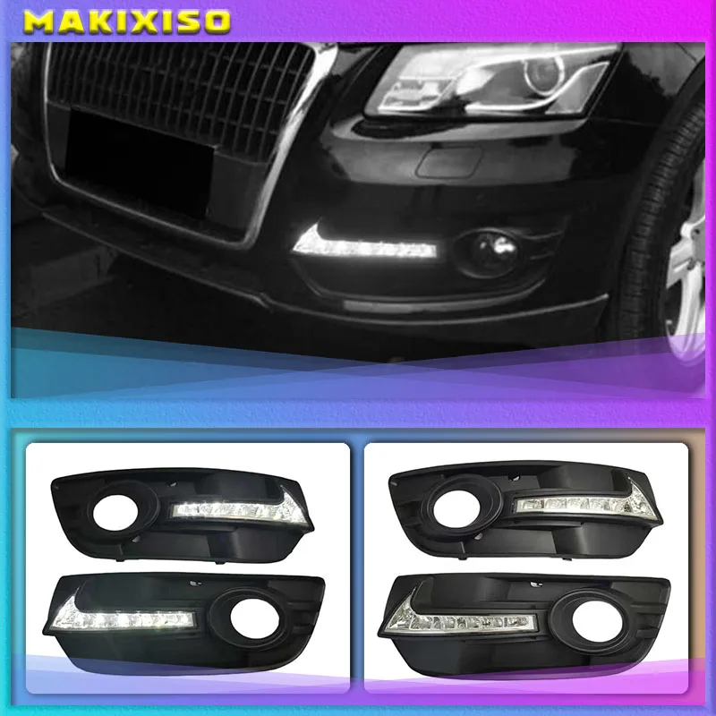 

1 set DRL For Audi Q5 2010 2011 2012 2013 LED DRL Daytime driving Running Lights Daylight Fog Lamp cover hole light