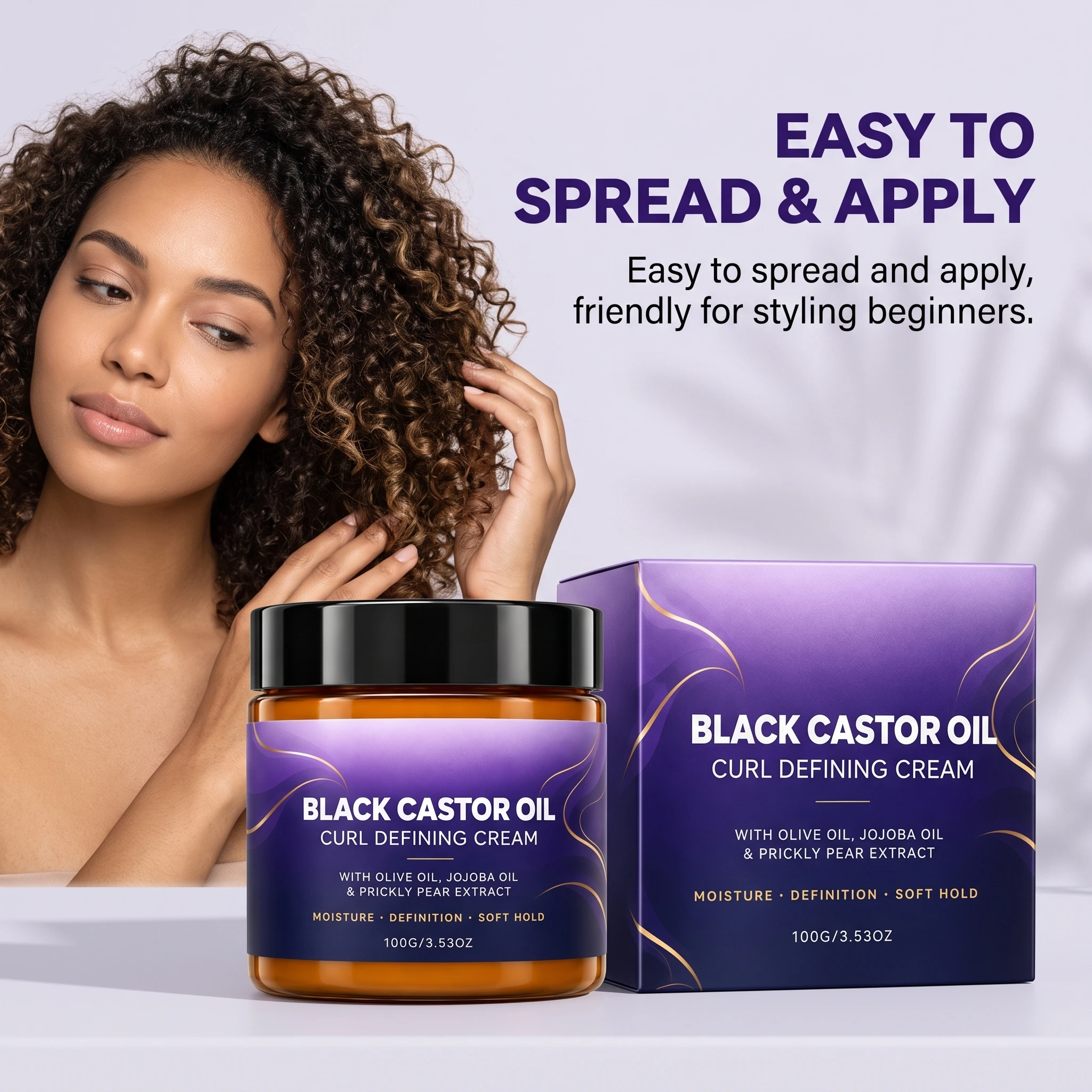 Curl Styling Cream Anti Frizz Long Lasting Curl Definer Lightweight Enhances Curls Hydrate for Bouncy Shine Deep Moisturizes