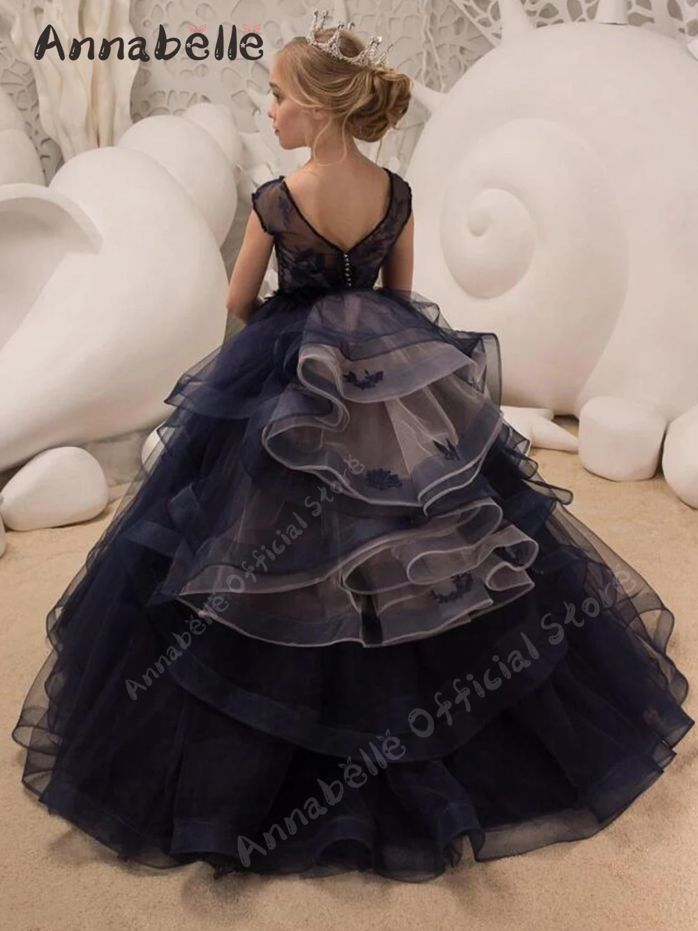 Annabelle-vestido de princesa para niñas, vestidos de Quinceañera de lujo, vestidos de una línea de flores para niñas, vestidos para bodas para niños, 15