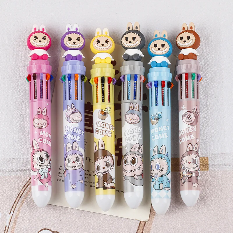 Labubu Ballpoint Pen 6/36pcs Cartoon 10 Color 0.5mm School Student Stationery Draw Wrirte Mark Pen Student School Office Gift