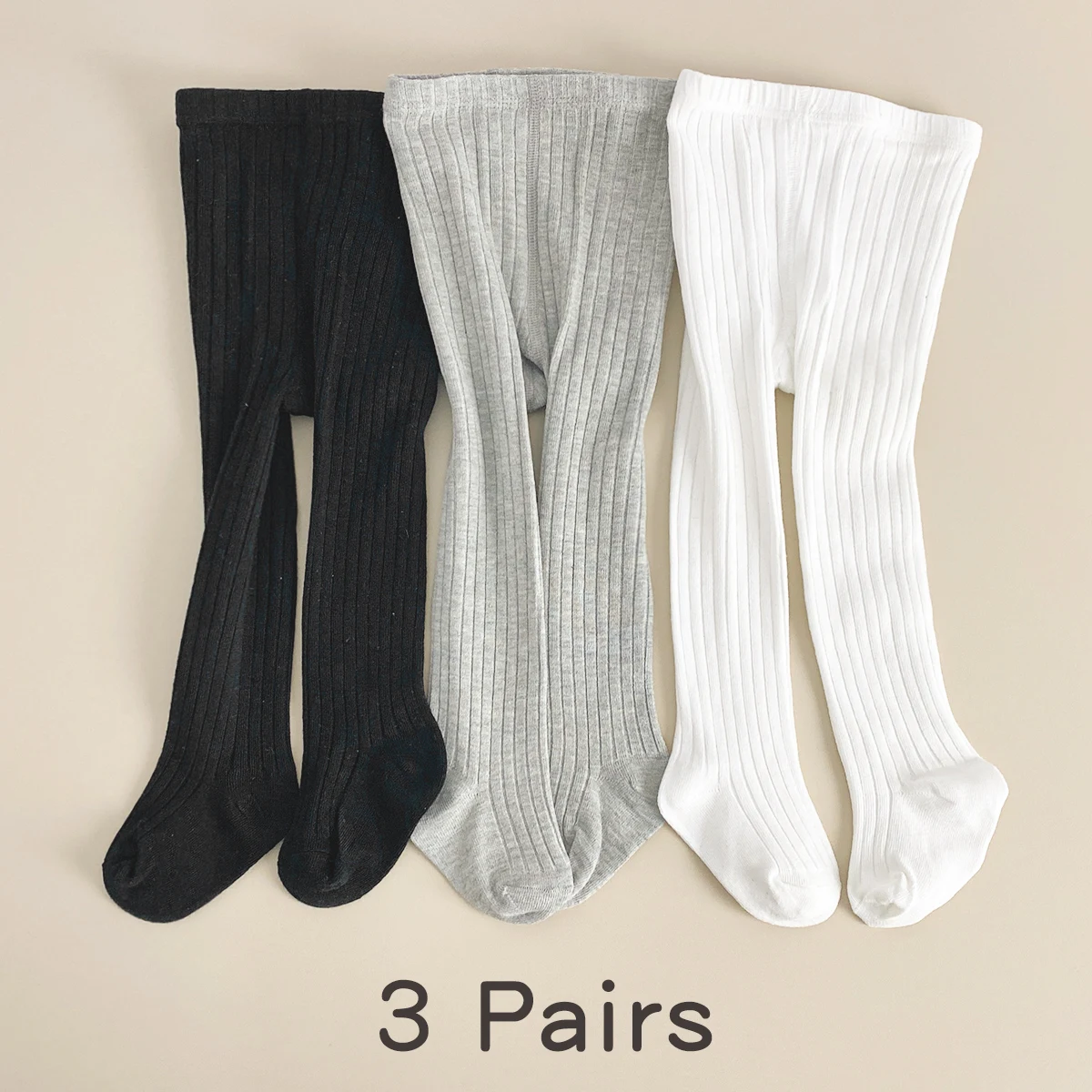 3 Paar Baby-Kleinkind-Leggings-Socken, einfache und vielseitige einfarbige Kinderstrumpfhosen für die Frühlings- und Herbstsaison für Baby G – Detail 2
