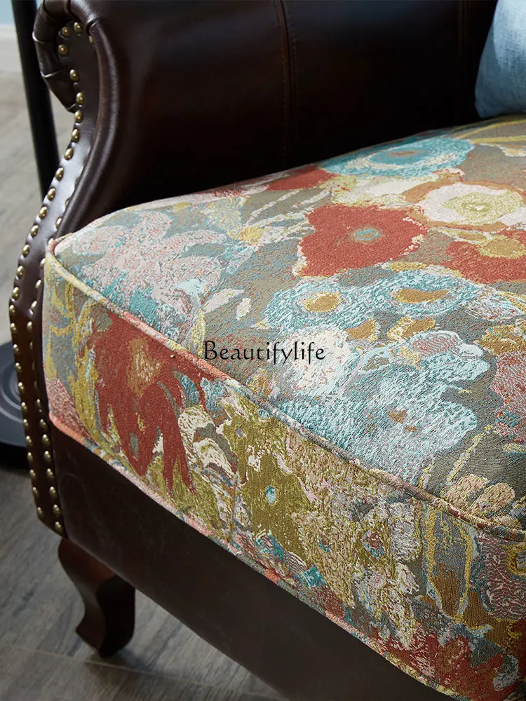 

5American single sofa, living room, bedroom, study, high-back light luxury single sofa chair