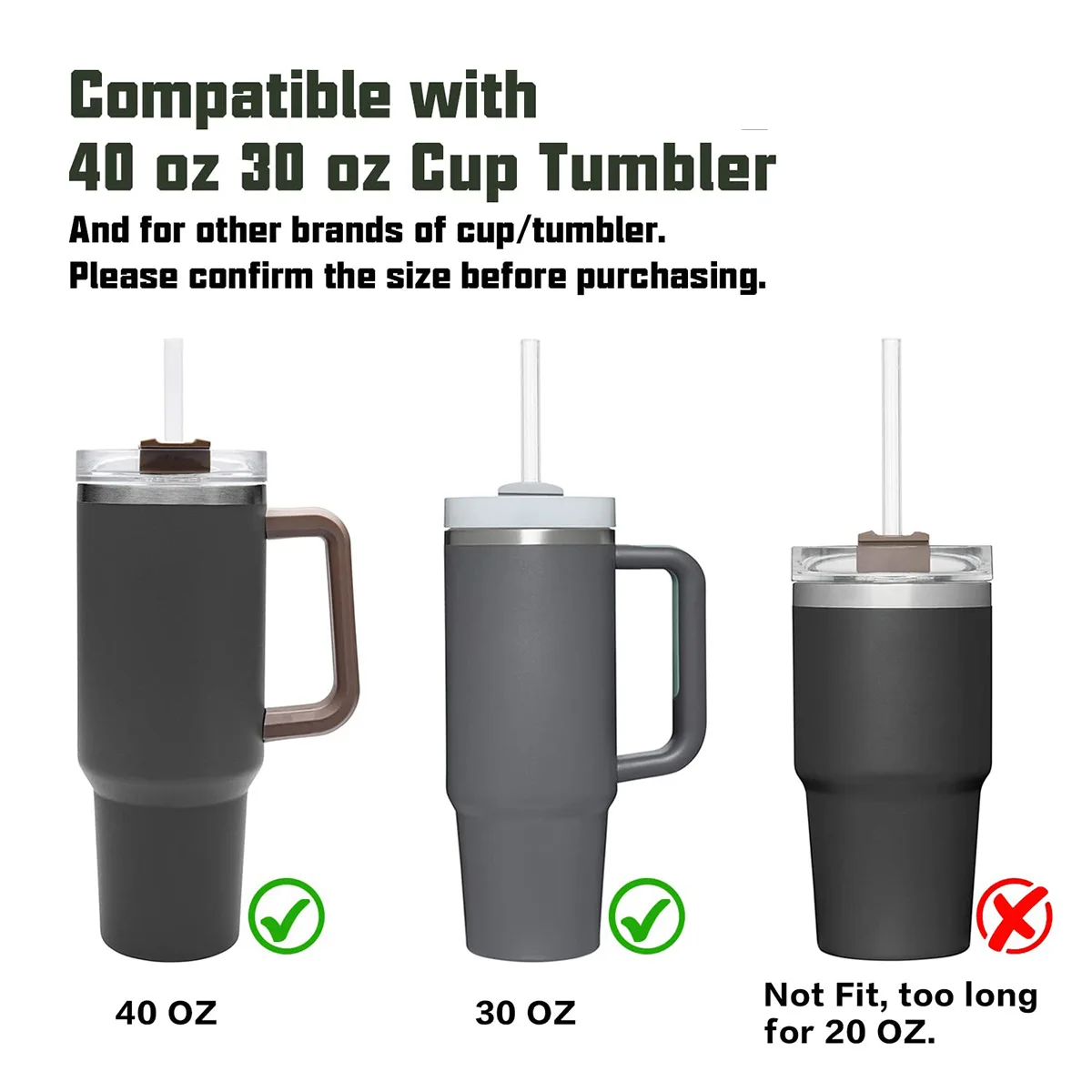 Lebensmittelechte PE-Ersatzstrohhalme für Stanley Tumbler 30oz 40oz, Transparente Wasserflaschen-Strohhalme, Becherzubehör – Detail 3