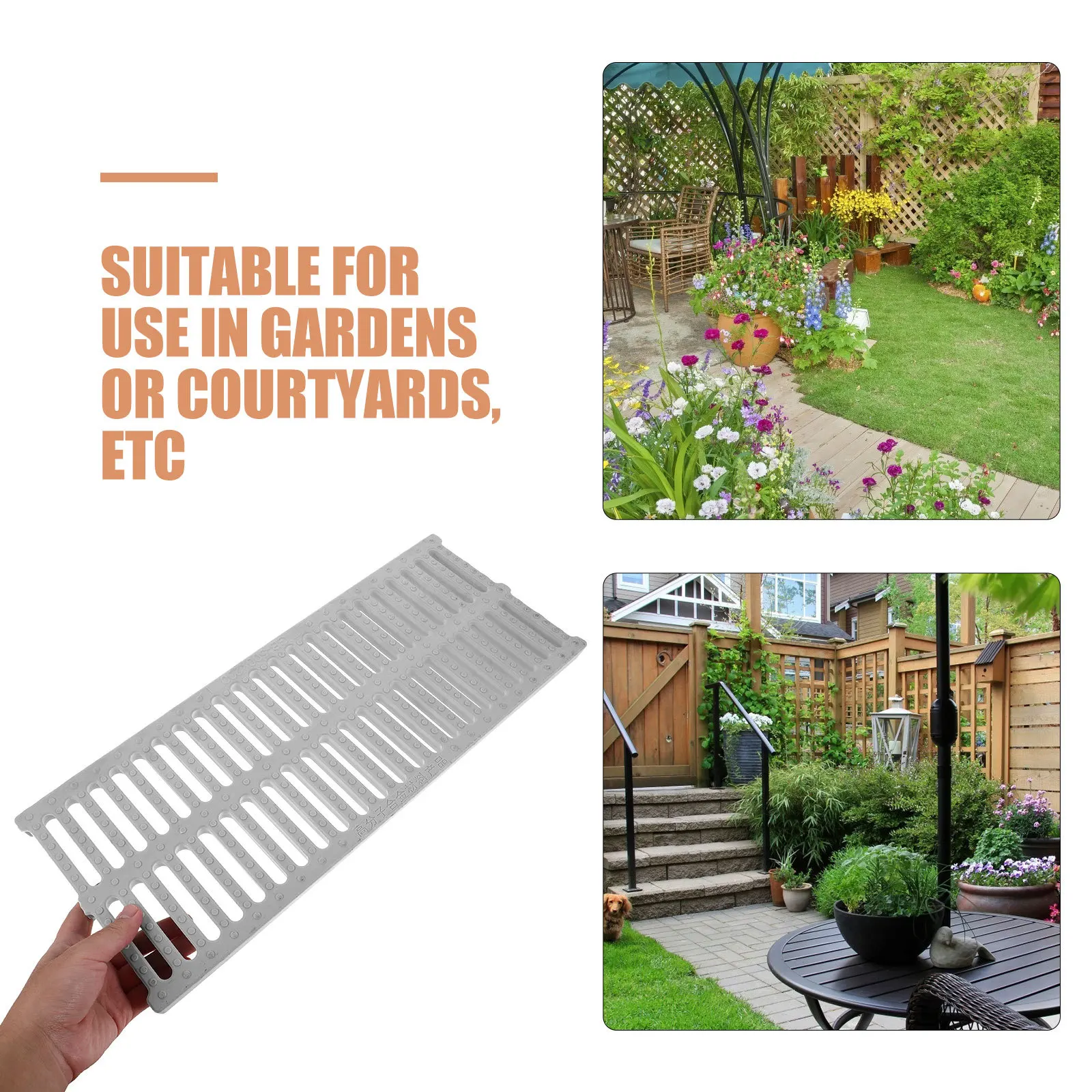 20x8 Polegada grade de drenagem de alto polímero retângulo resistente capa de trincheira para sistema de drenagem de esgoto ao ar livre quintal pátio garagem