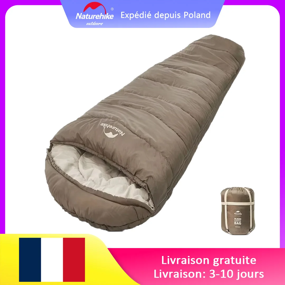 Sac de couchage Naturehike MJ300 -1 ℃   Léger MJ600 -12 ℃   Sac de couchage momie Camping en plein air coton sac de couchage d'hiver