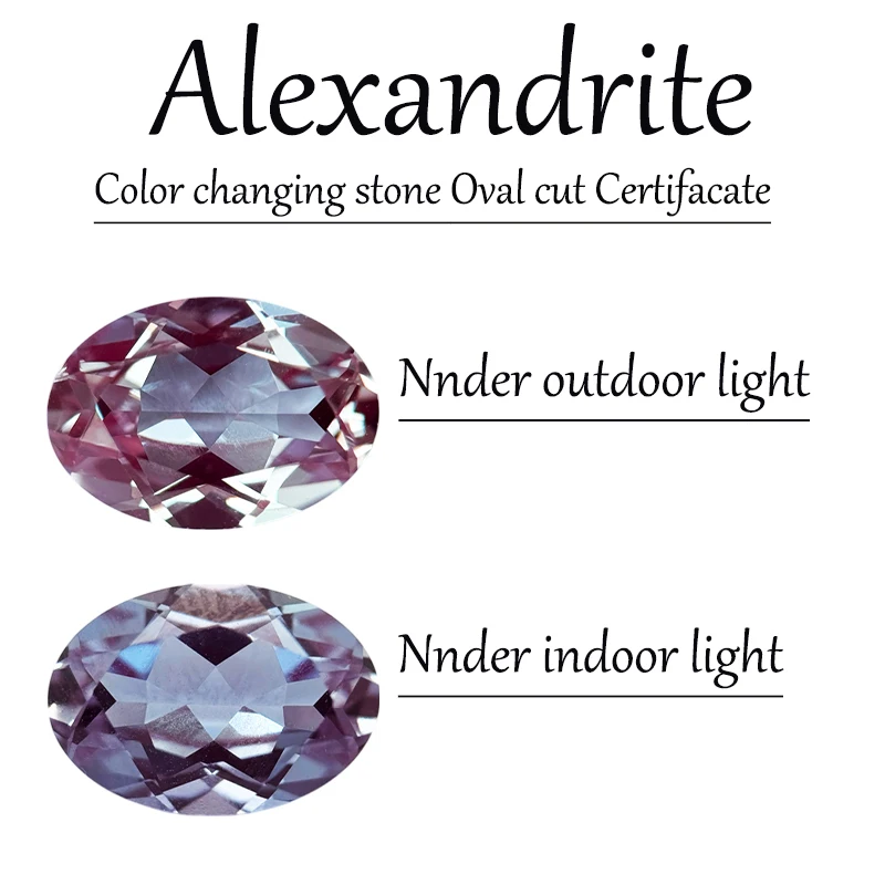Laborgezüchteter Alexandrit in Ovalform, Farbwechselnder Stein, Laborgezüchteter Diamant für DIY-Schmuckherstellung mit Zertifikat