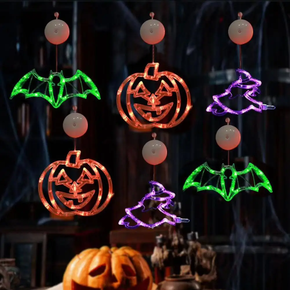 

Halloween LED Sucker Lights Battery Operated Pumpkin Bat Witch Skull Light with Suction Cup LED Halloween Home Hanging Decor