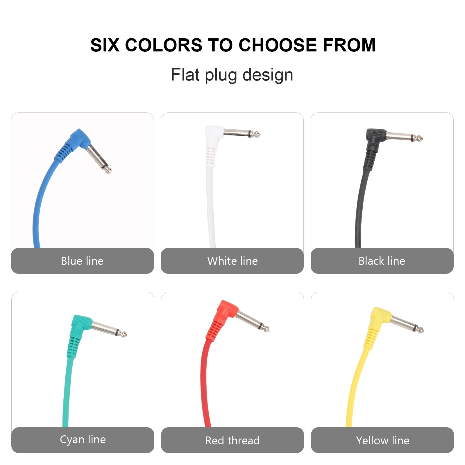 

6pcs Guitar Cable Patch Cables PVC Wire Shell Durable Noise Reduction Amplifier Wire Electric Audio Instrument Cord