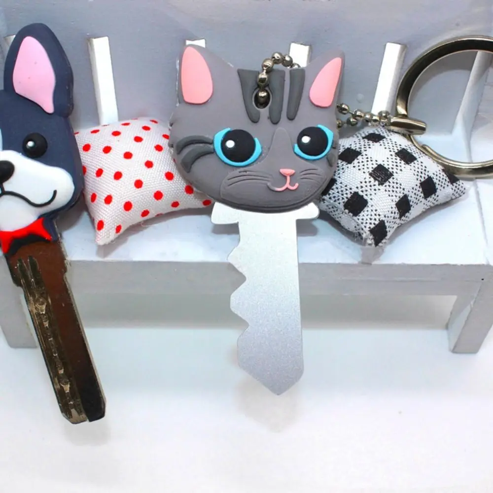 Creative PVC Key Protective Case Cartoon Animals Shape Key Dust Cover Dog Key Pendant Coat Keys