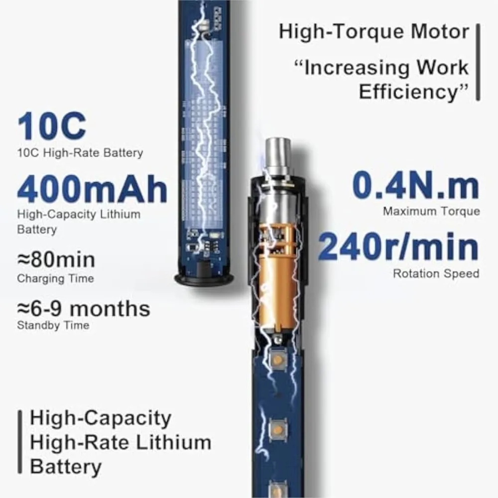 36 in 1 Tool Set Precision Electric Screwdriver Mini Kit with LED Screen Rechargeable Battery Power Repair with 0.3N.m Leather