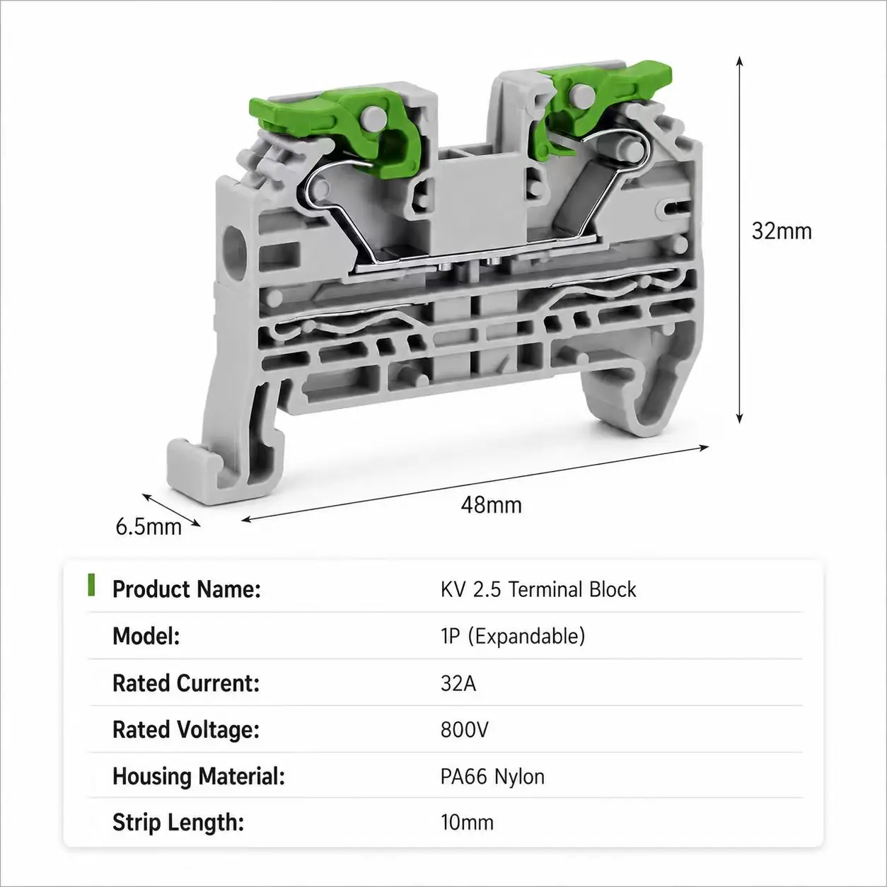 1/10/30/50PCS Push In DIN Rail Terminal Blocks Universal Screwless Spring Electrical Wire Cable Connector Quick Wiring 2.5mm2