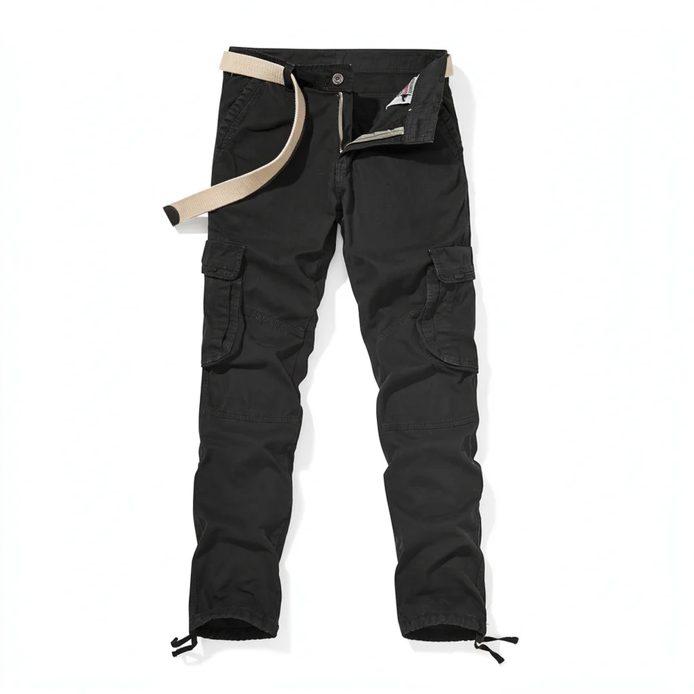 Mens Streetwear Cargo Pants Pure Cotton Multi Pocket Trousers Casual Straight Fit Outdoor Workwear Durable Daily Wear view 5