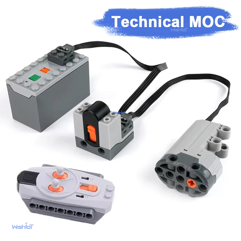MOC Power Functions Servo Motor Kit with High-Tech Battery Box & Remote Control for Technical-Compatible Building Blocks DIY Toy