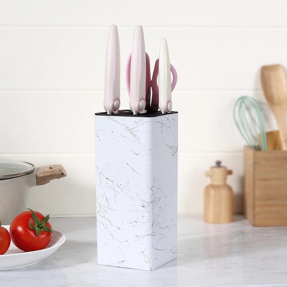 

Marble Pattern Kitchen Cutter Holder PP Strip Core Removable Cutter Storage Stand Stable Base Square Kitchen Cutter Organizer