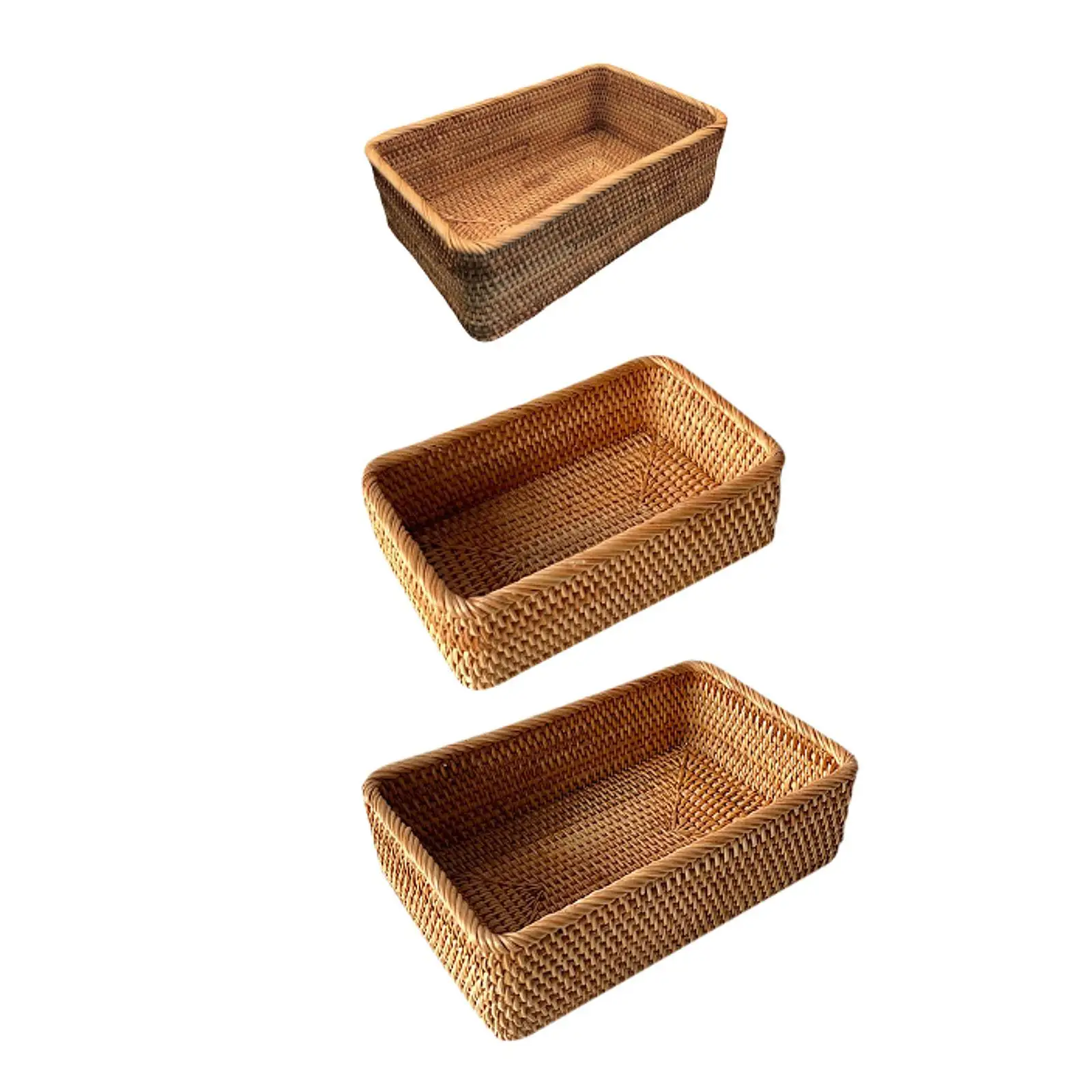 Rattan Storage Basket Multipurpose Perfume Tray Decorative Cosmetic Storage Box for Pantry Household Kitchen Bathroom Farmhouse