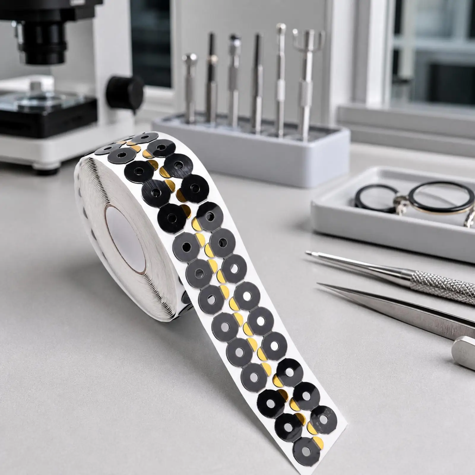 Eyeglass Lens Processing Sticker with Central Hole Black Gold Pads for Precision Trimming and Grinding Operations