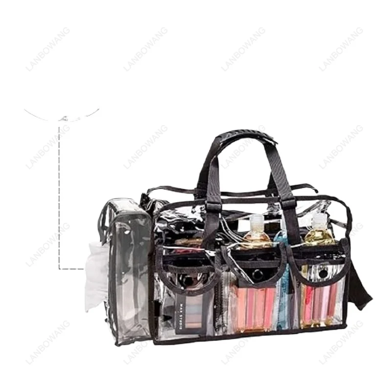 Large PVC Handheld Travel Bag With Shoulder Strap Cosmetic Tissue Storage Portable Organizer