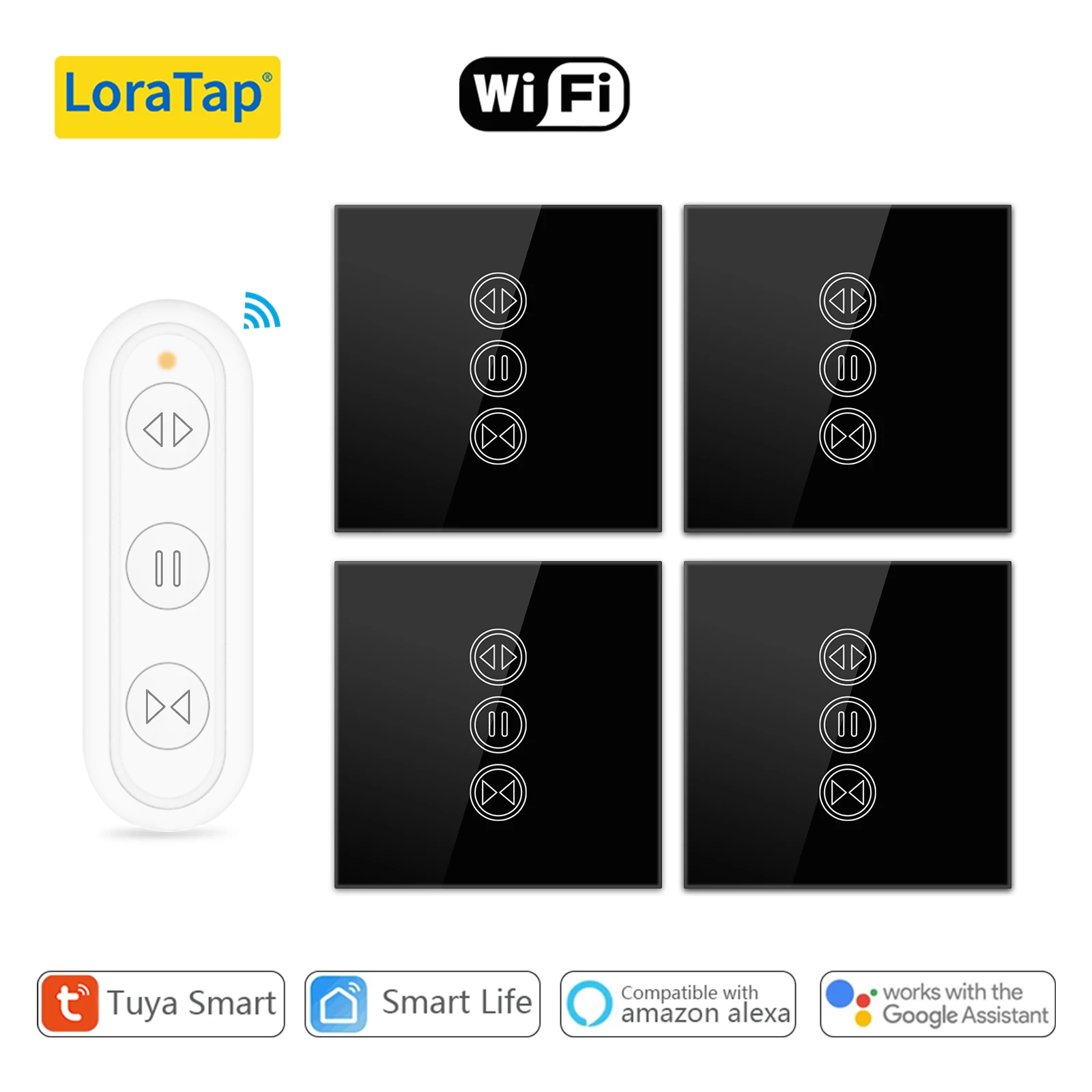LoraTap Tuya Smart Life Schwarz Splitter Vorhang Jalousien Schalter RF Fernbedienung App Timer Google Home Alexa
