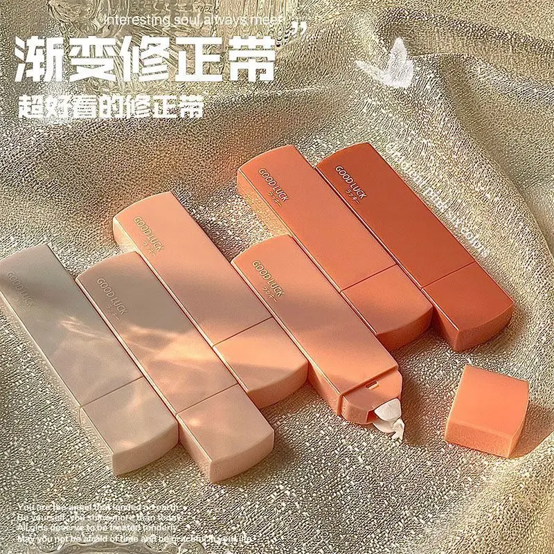 6pcs/set Gradients Macaron Color Portable Correction Tape Mute Trackless Square Shape For School Office Supplies Back To School