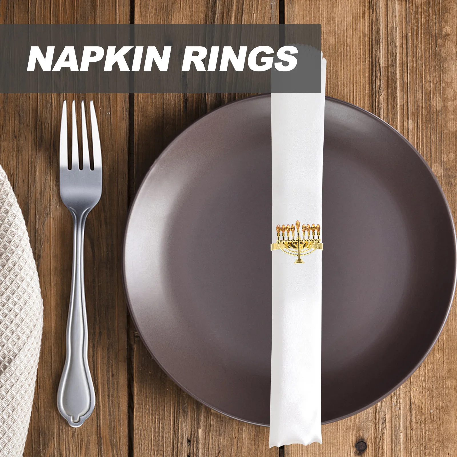 

Набор из 4 металлических колец для салфеток в форме Меноры (Ханука), для украшения стола на праздничный ужин, для дома