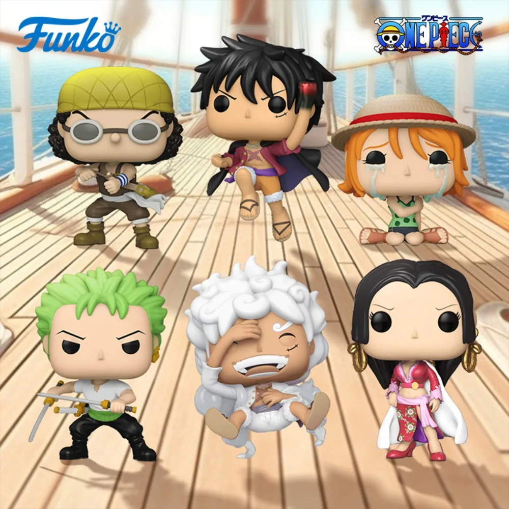 FUNKO POP Action Toy Figures One Piece Periphery Q-version Monkey D Luffy Zoro Nami Usopp Sugar Arlong Decorative Ornaments Gift