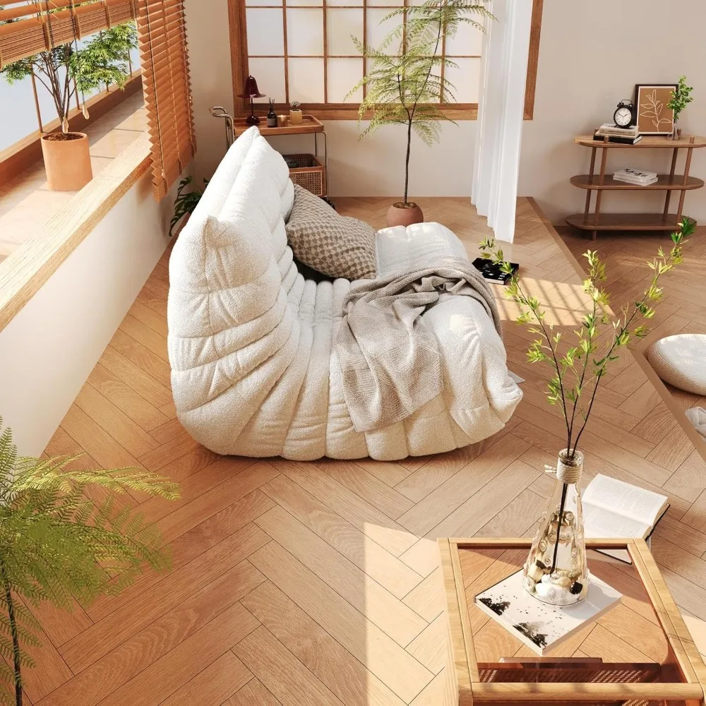 كراسي كيس فول إسفنجية عالية المرونة بحجم الكبار مع قاعدة مضادة للانزلاق للاسترخاء عن طريق النار