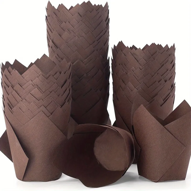 

50/100PCS Disposable Tulip Cake Paper Cups Various Color Baking Cups Suitable Cake Shops Bakeries Dessert Liners Decoration