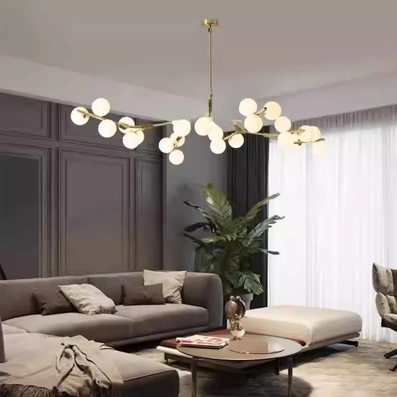 Chandelier Modern Simple Living Room Restaurant Pendant Lights Personality Branch Lamp LED Nordic Creative Magic Bean Molecular