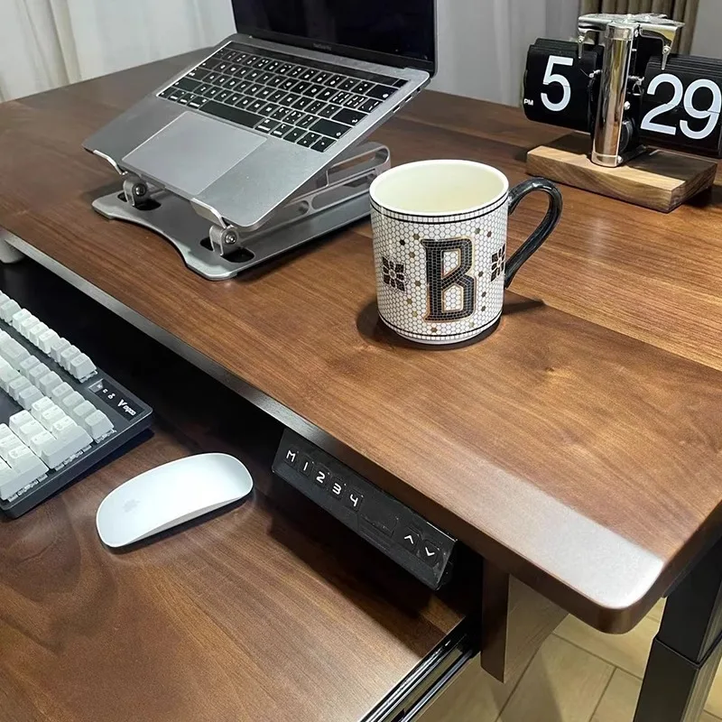 Black walnut enlarged keyboard holder electric lifting office learning computer desk solid wood long electric piano stand custom