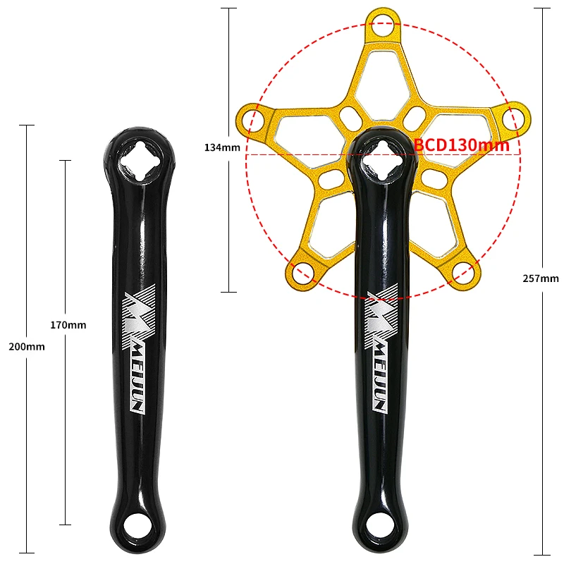 MEIJUN 412 Klappfahrrad-Kurbeln mit quadratischem Loch für Brompton EIEIO 170 mm Kettenradkurbel BCD 130 mm Fahrradteile aus Aluminiumlegierung – Detail 1