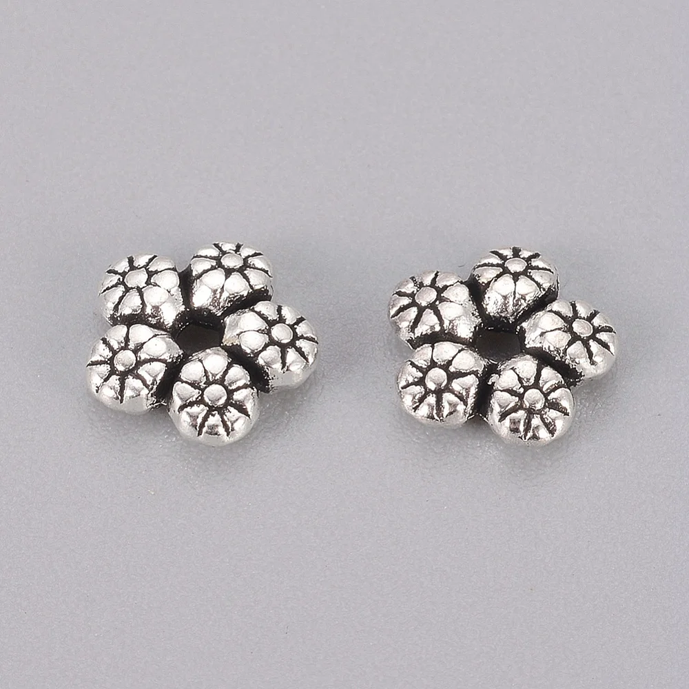 2000 pcs Tibetan Style Alloy Spacer Beads Flower Shape  Antique Silver Color For Making DIY Jewelry Bracelet Necklace Earring