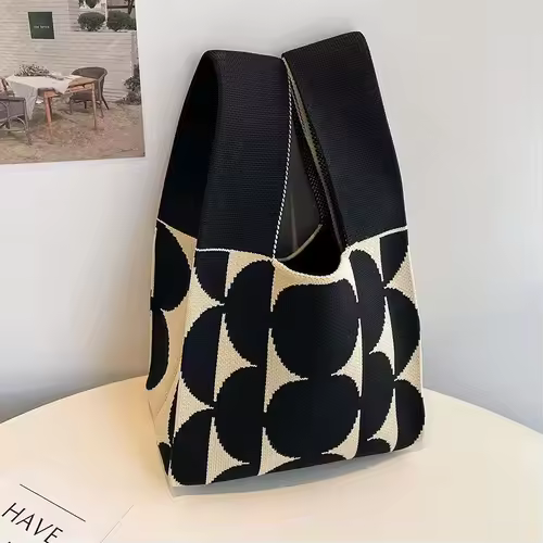 Women'S Knot Wrist Bag Handmade Knitted Bag Portable Mini Striped Tote Bucket Phone Bags Large Capacity Autumn Winter Handbags - Image 27