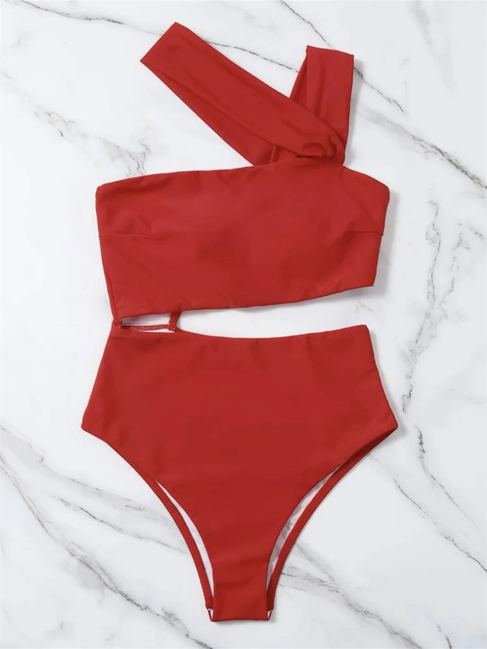 

Sexy Bandage Bikini High Leg Cut Swimsuit Women One-piece Hollow Out Monokini Irregular Swimwears Y2K Beach Outfits Bathing Suit