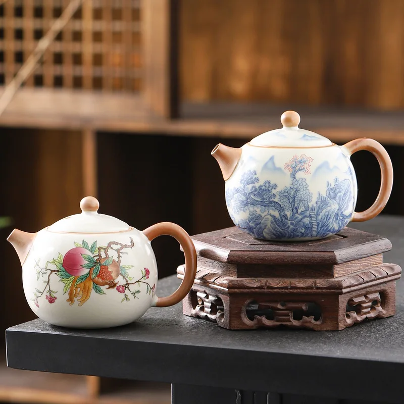 Ru Kiln Xishi Pot Household Ceramic Brewing Teapot Chinese Kung Fu Tea Set High-grade Steeping Tea Kettle