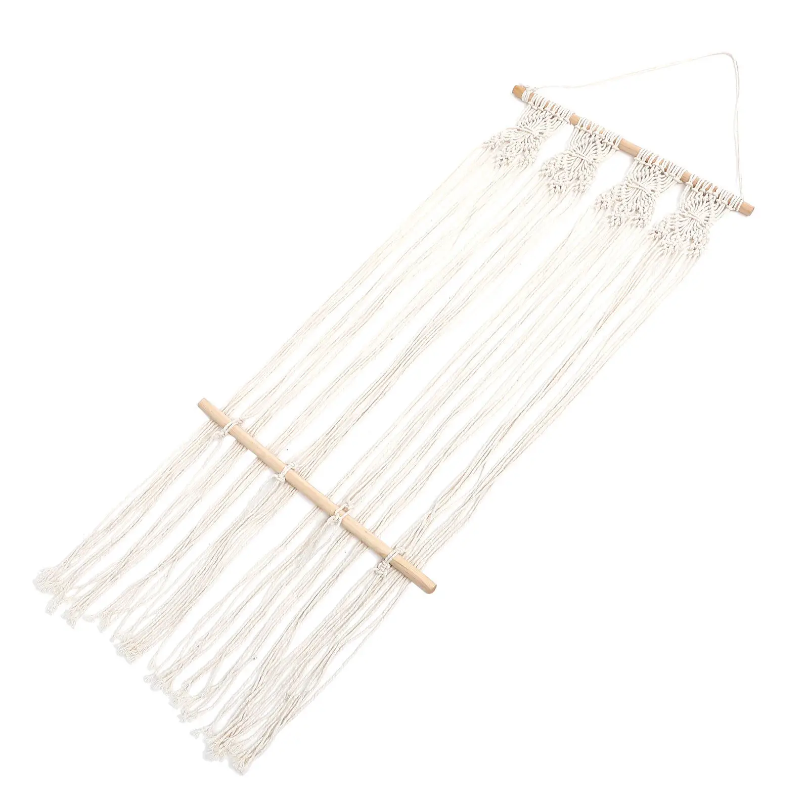 Tapiz de Macramé Blanco para Colgar en la Pared, Decoración Boho para el Hogar, Dormitorio, Sala de Estar, Oficina, Colgante de Borlas Tejido a Mano, Soporte para Exhibición de Arte