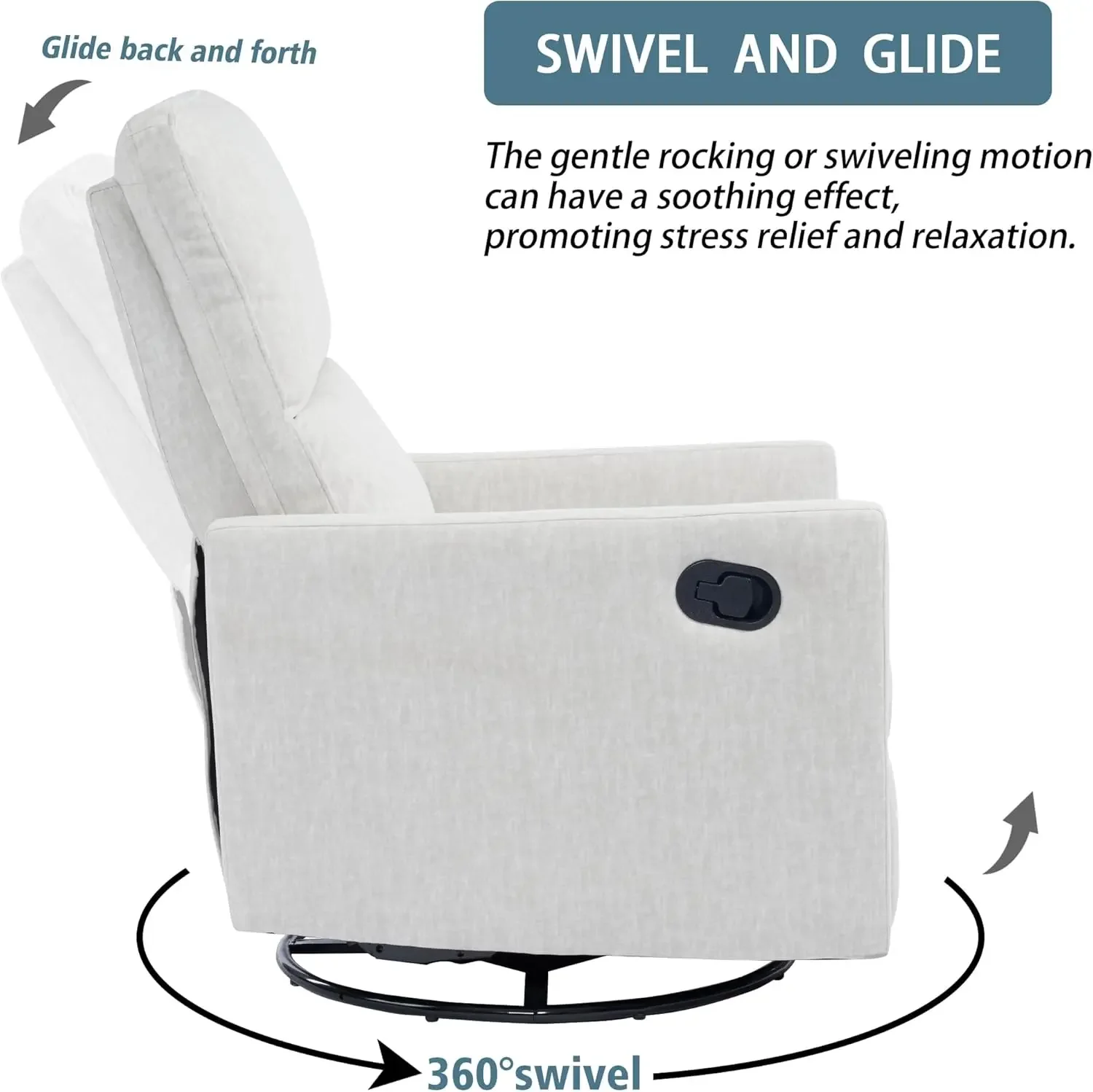 Rocking Recliner Chair for Adults, Rocker Nursery Glider Chair for Living Room Bedroom, Upholstered Fabric Reclining Single Sofa