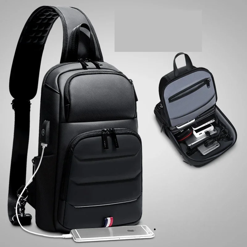 Designer Luxury Male Crossbody Fashion Shoulder Bags USB Charging Messenger Sling Chest Bag Oxford Single Shoulder Strap Pack