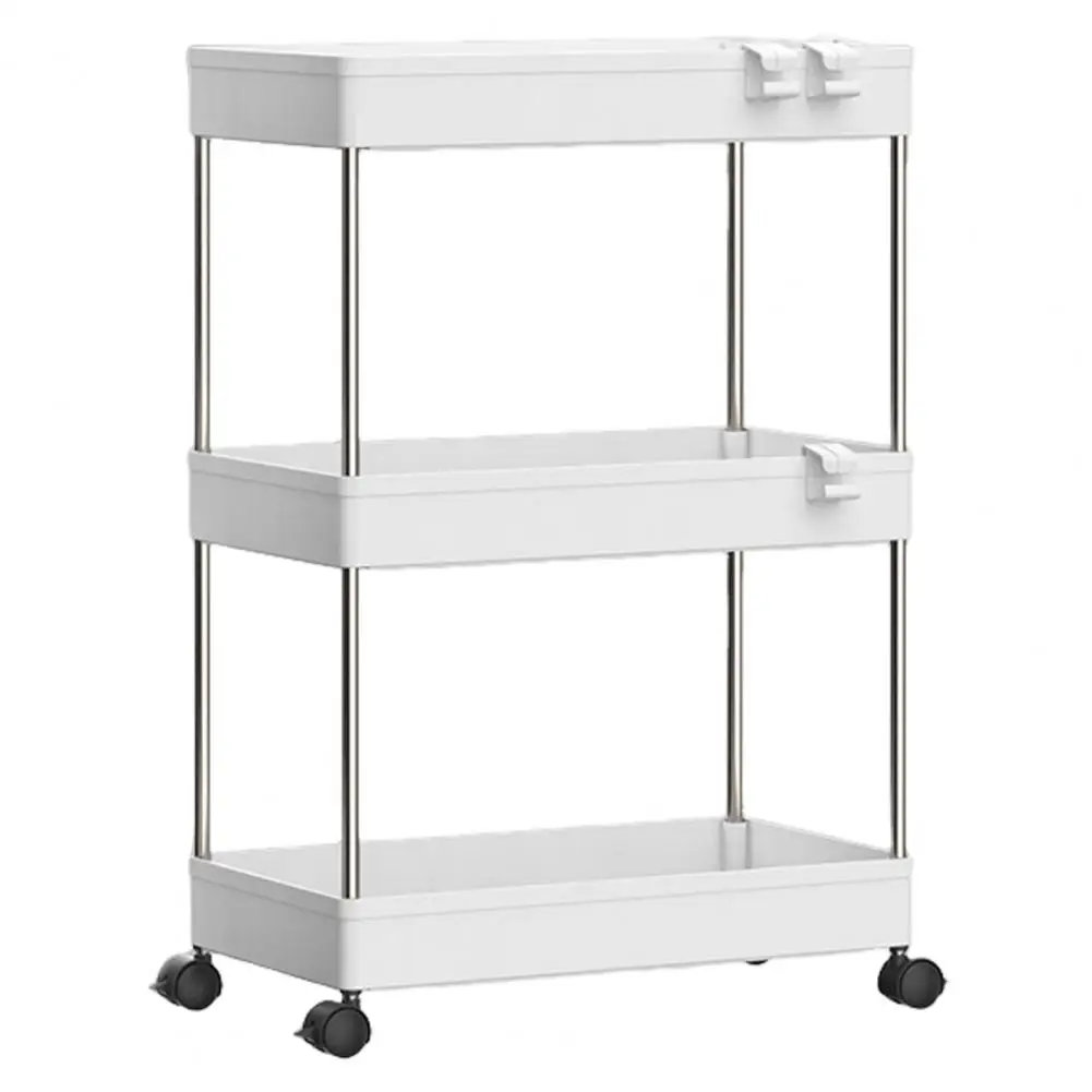 Bathroom Organizer Adjustable 3 Tier Storage Cart with Capacity Easy Installation Mobile Shelving Unit Organizer for Utility