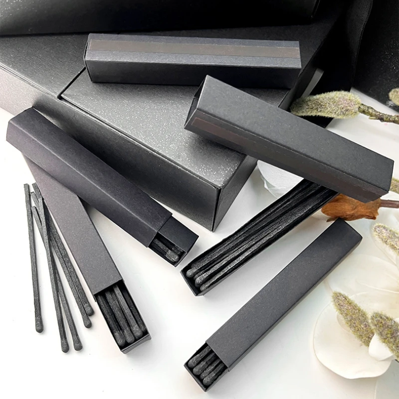 10PCS/PACK All Black Matchsticks 10cm Aromatherapy Match Vintage Exquisite Texture Light Smoke Cigar Matches Smoking Accessories