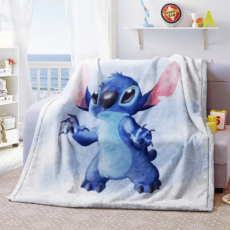 Anime Custom Surprise Lilo Stitch Flannel Blanket Throw Office Thick Nap Blanket Warm Home Sofa Decor Unisex Kids Boy Girl Gift