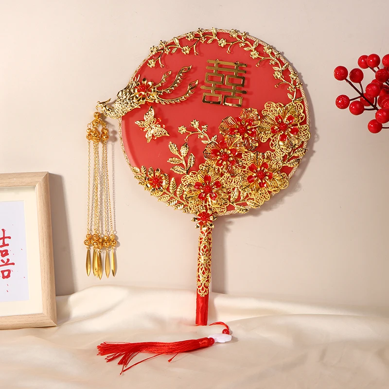 Bruid Hand Gehouden Fan Decoratieve Fan Bruiloft Bruids Groep Fan Handgemaakte Chinese Vintage Bloem Fan Fotografie Ornamenten