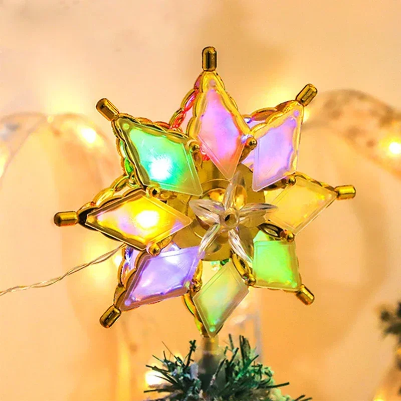 

LED Christmas Decorative Lamp Star Lantern Christmas Tree Topper Gold Star Tree Topper Christmas Tree Overhead Light