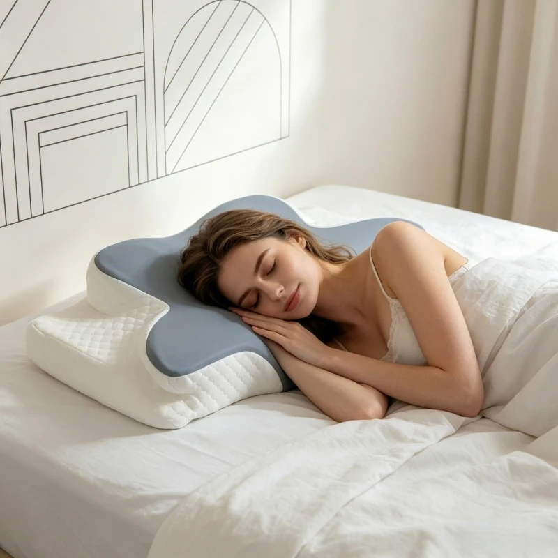Almohada de espuma viscoelástica para el hogar, para el verano, para dormir, con soporte cervical de rebote lento, tipo mariposa, almohadas para cervicales