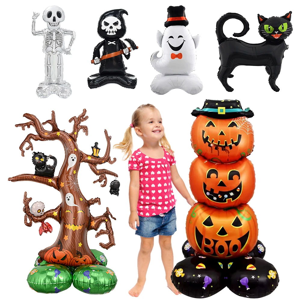 Giant Standing Halloween Pumpkin skeleton skull shape balloon Halloween balloon decor for Halloween Party decoration balloon
