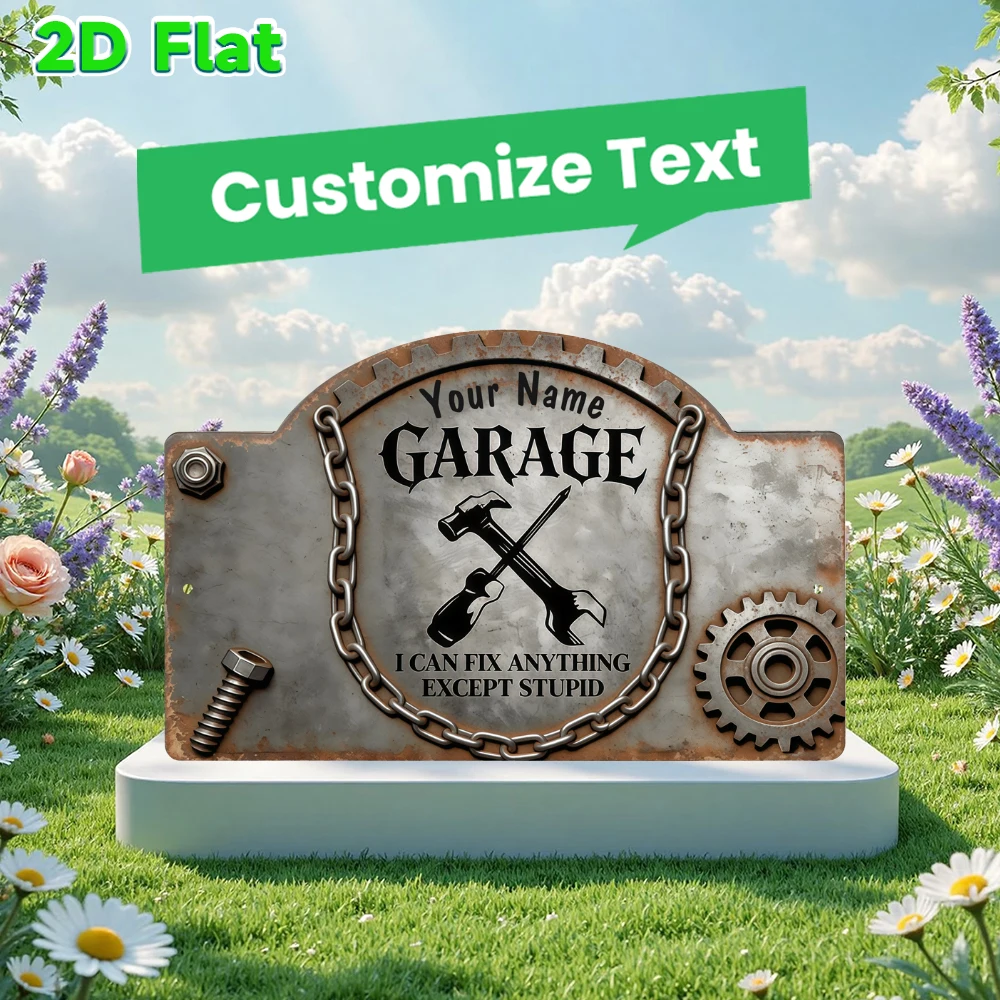 Workshop Tools Name - Custom Name Vintage Gear Garage Metal