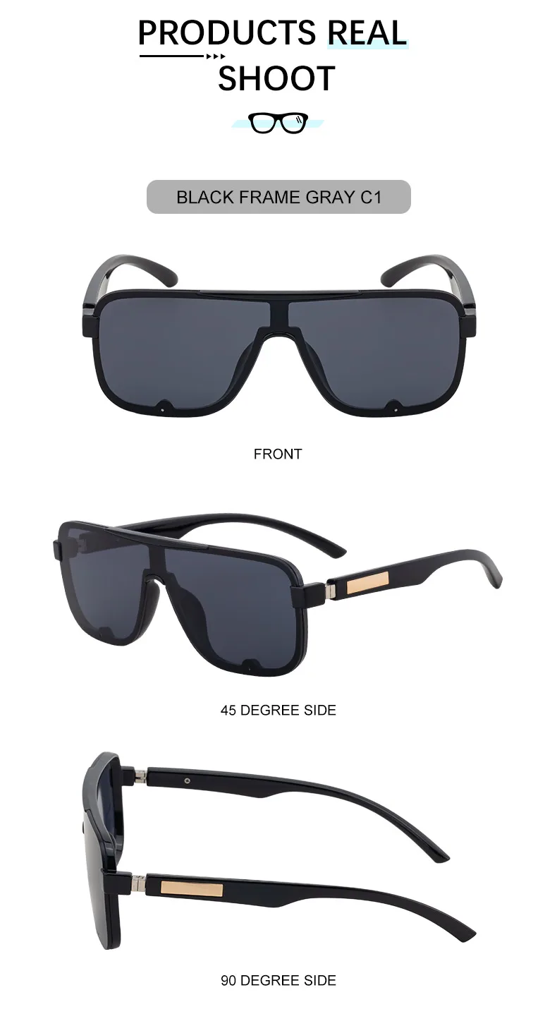 Polarisierte Klassische Quadratische Sonnenbrille für Herren mit Großem Rahmen 2026 Luxusmarke Punk Shield Goggle Sonnenbrille für Männer UV400 Eyewear Shades – Detail 15