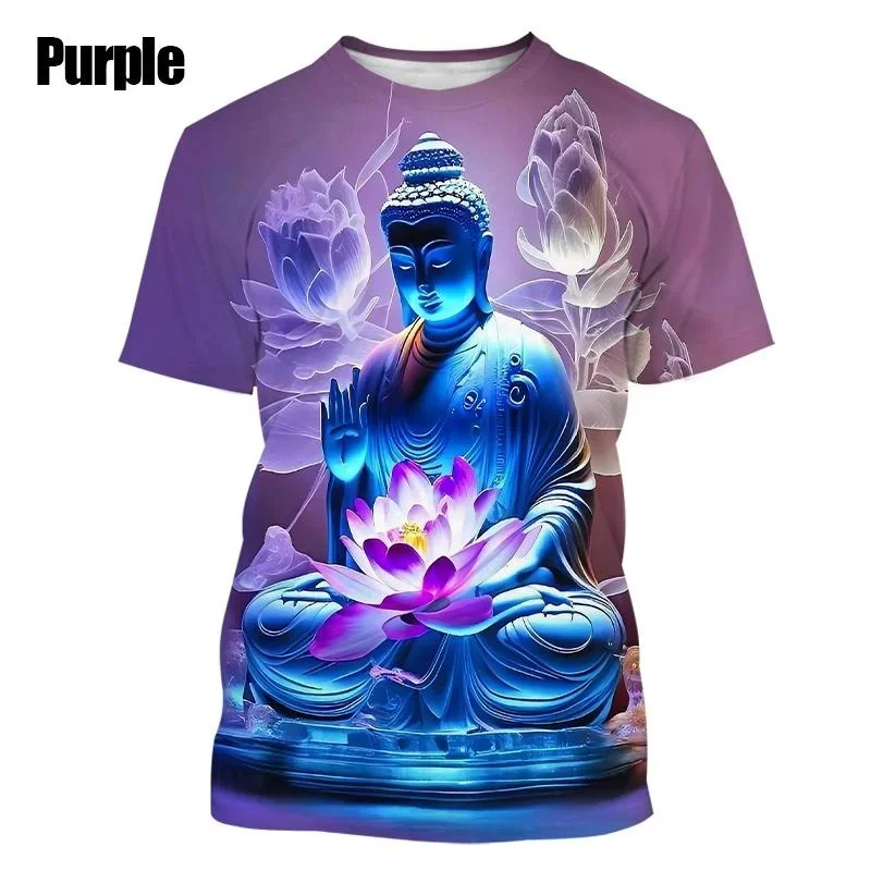 3D Buddha Shakyamuni Printing T Shirt For Men Round Neck Short Sleeve Kid Cool Buddhist Faith Tops T Shirts Harajuku Clothes Tee