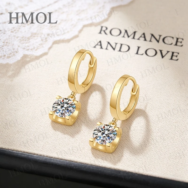 D White Moissanite Round Stud Earrings White Gold Yellow Gold Options Simple Everyday Jewelry Gift for Her Birthday