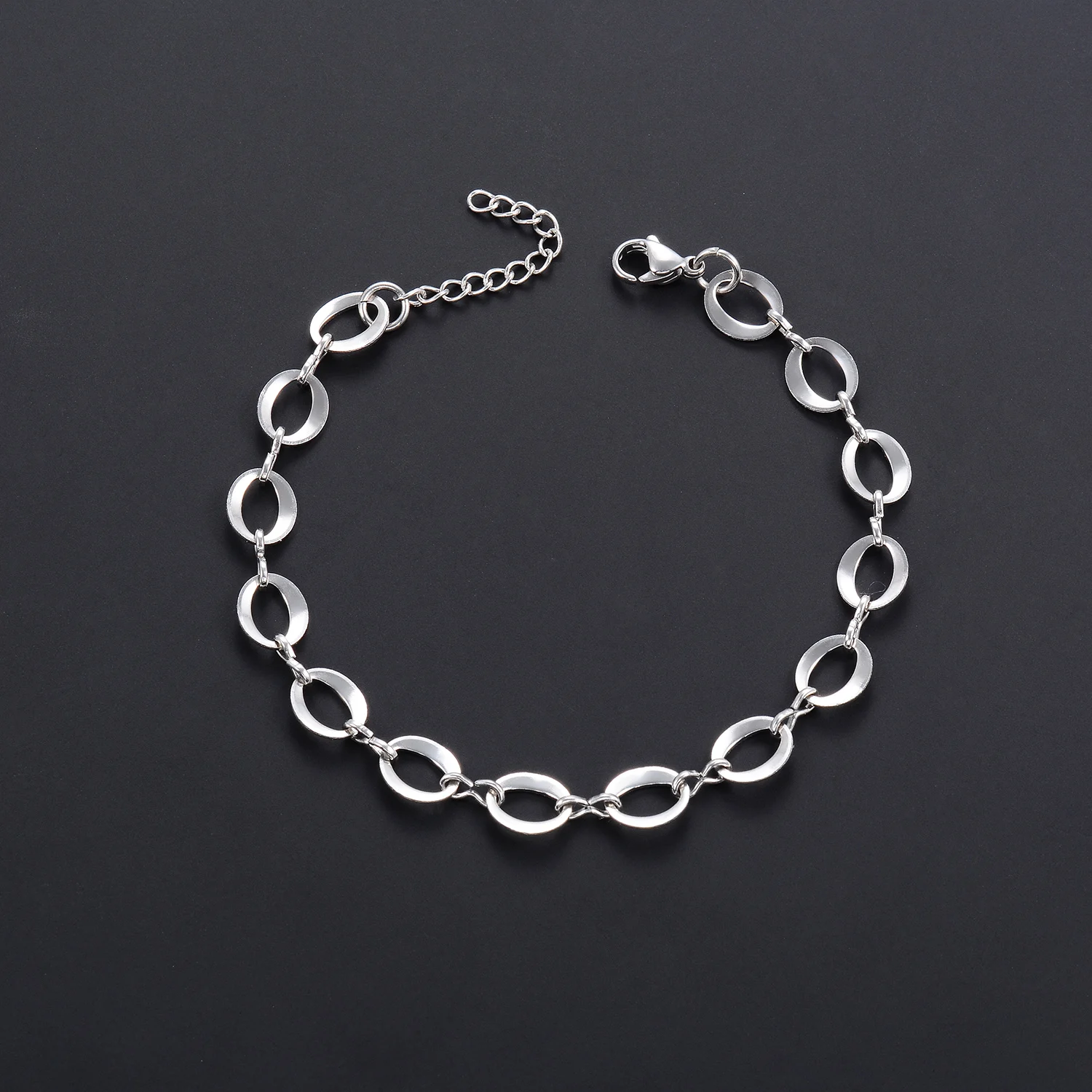 Nicht verblassende Handkette, Edelstahl-Rundkettenarmband, 8,2 mm breiter großer Kreisarmreif, verstellbares Armband für Schmuckherstellung. – Detail 5
